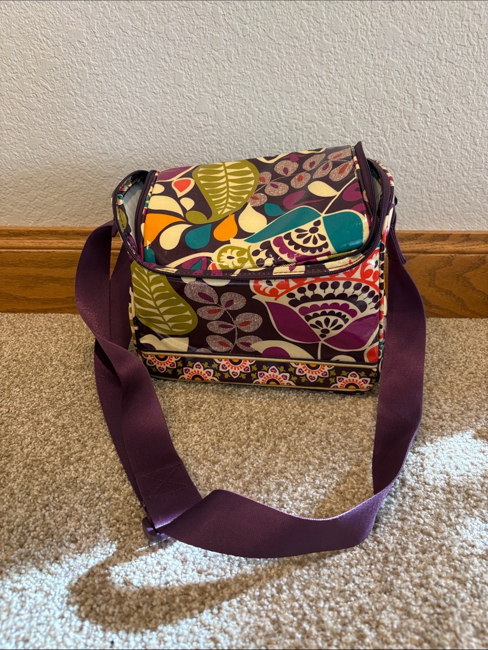 Vera Bradley Multicolor Floral Crossbody Shoulder Bag - Purple Strap